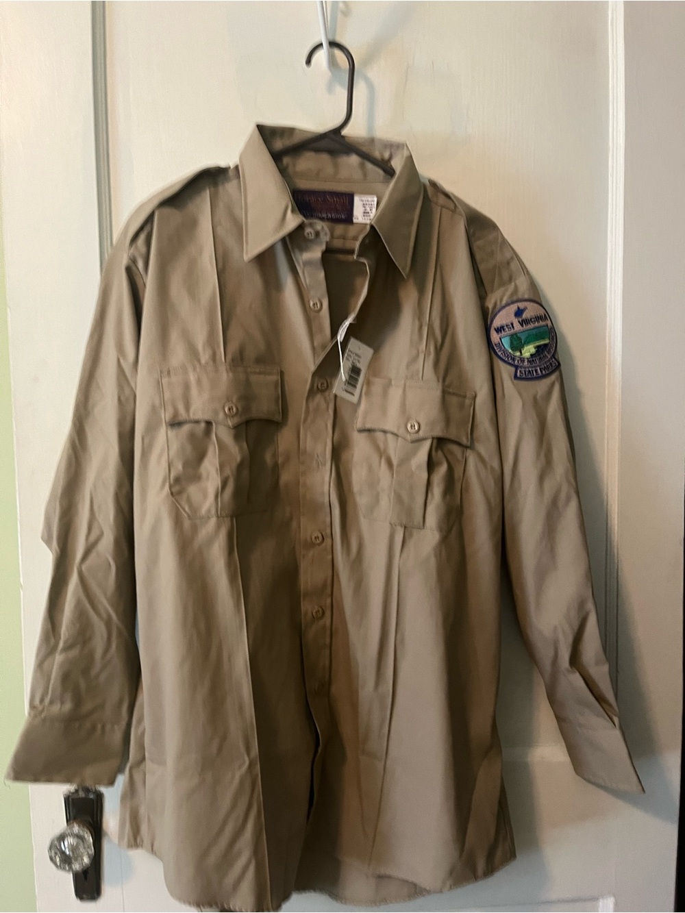 Men's Khaki WV division of natural resources Field Shirt Jacket with Patch